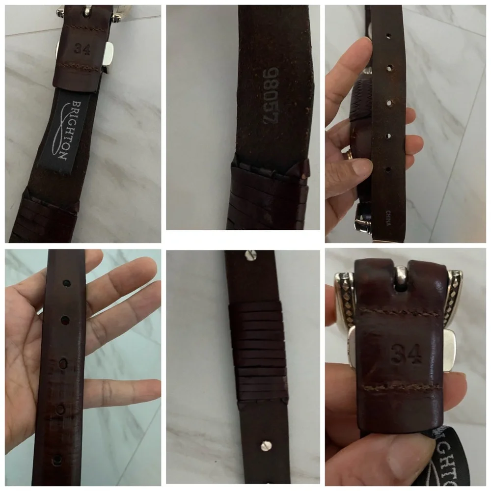 ❌SOLD❌Brighton Brown Leather Belt Mens sze 34 98057 Conchos Silver Tone - Picture 8 of 15